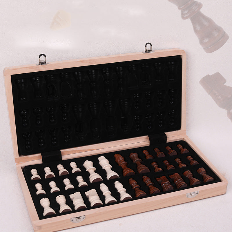 Magnetic Folding Wooden Chess Set Double Queen