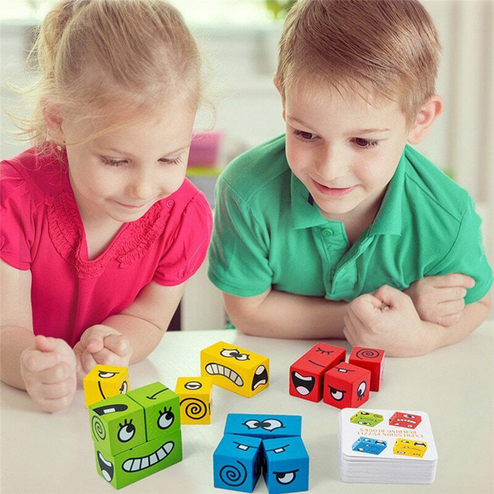 Wooden Magic Cube Face Pattern Matching Puzzle Toy