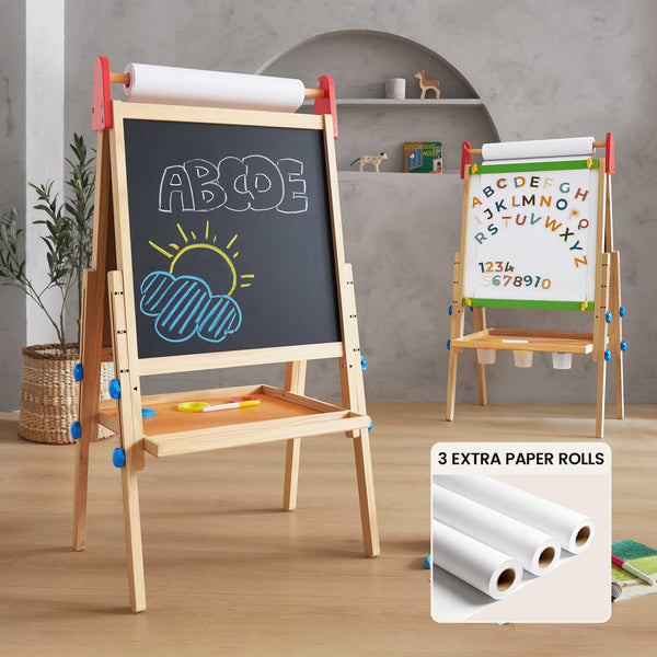 3-in-1 Kids Art Easel with Paper Roll Set