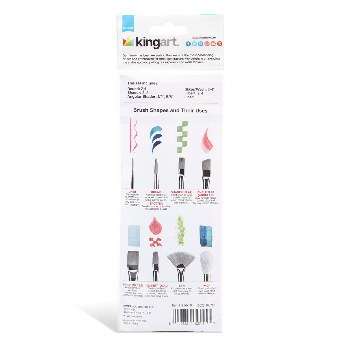 Studio White Nylon Brush Set for Acrylic Watercolor