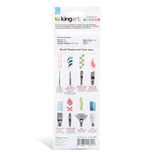 Studio White Nylon Brush Set for Acrylic Watercolor