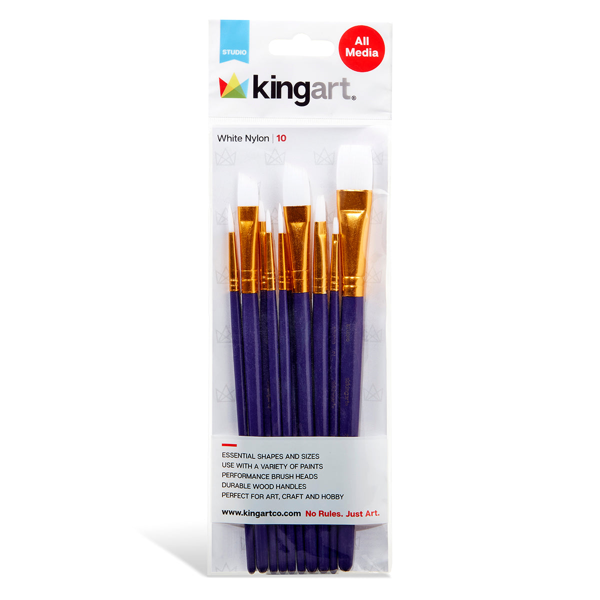 Studio White Nylon Brush Set for Acrylic Watercolor
