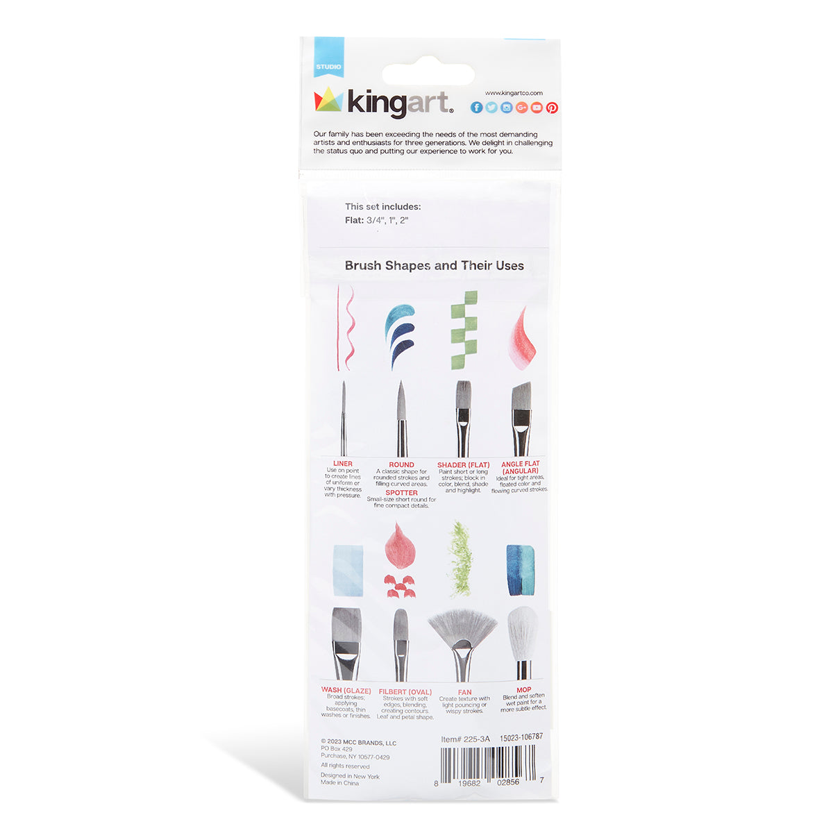 Studio Mixed Media White Nylon Brush Set 3-Piece