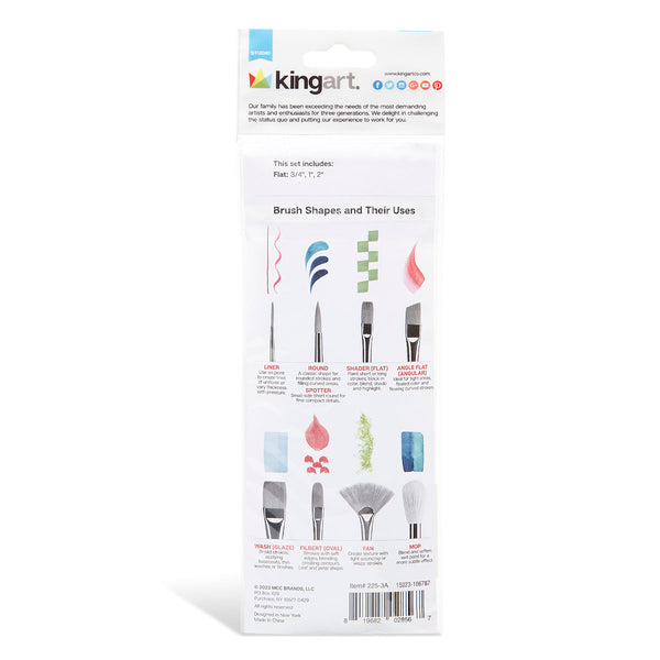 Studio Mixed Media White Nylon Brush Set 3-Piece