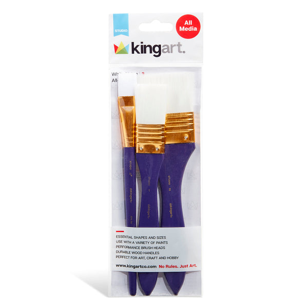 Studio Mixed Media White Nylon Brush Set 3-Piece