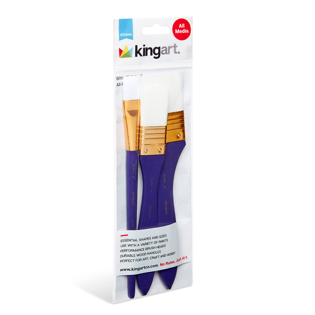 Studio Mixed Media White Nylon Brush Set 3-Piece