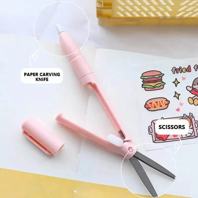 3-Pack 2-in-1 Pen Style Scissors Paper Cutters