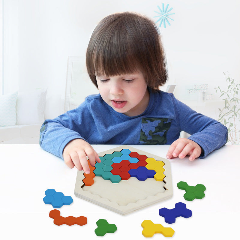 Wooden Honeycomb Puzzle Board Hands-On Learning Toy