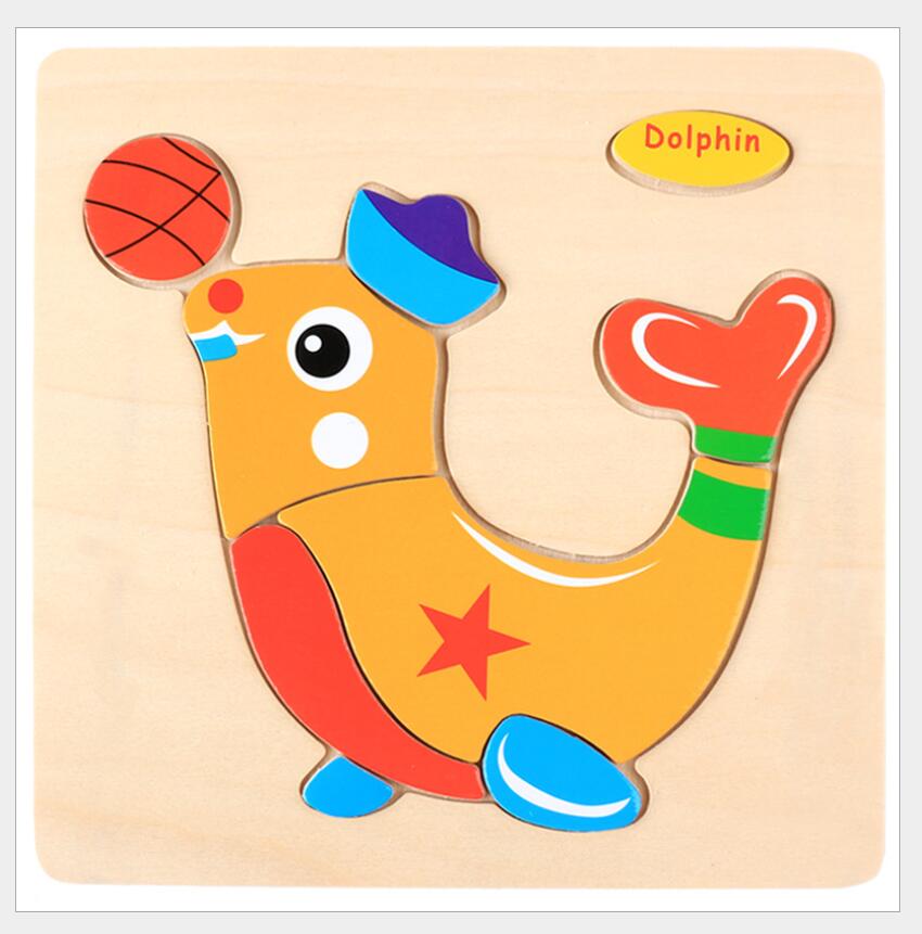 3D Wooden Cartoon Animal Vehicle Puzzle Toy