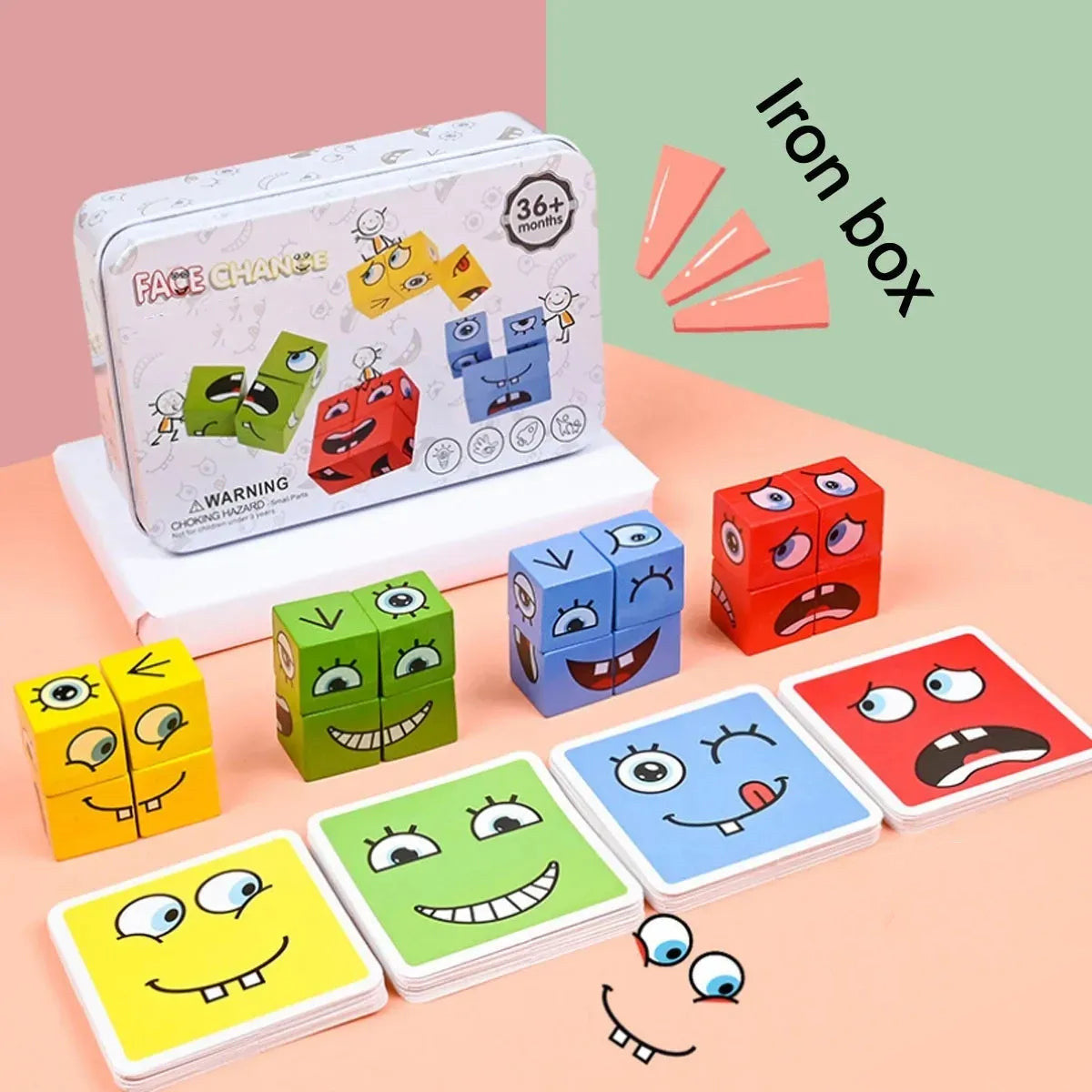 Wooden Magic Cube Face Pattern Matching Puzzle Toy