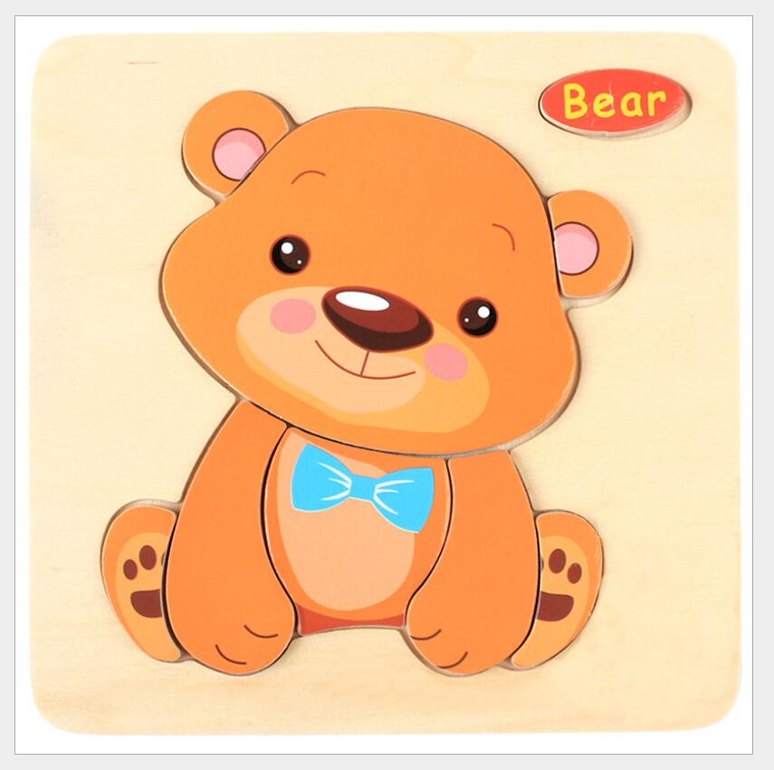 3D Wooden Cartoon Animal Vehicle Puzzle Toy