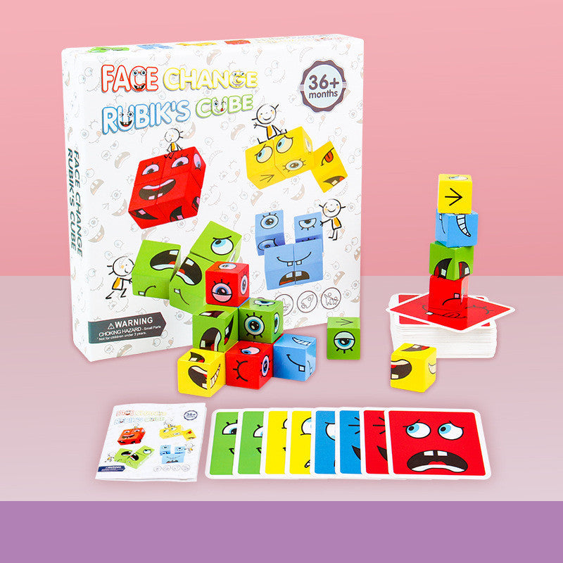 Wooden Magic Cube Face Pattern Matching Puzzle Toy