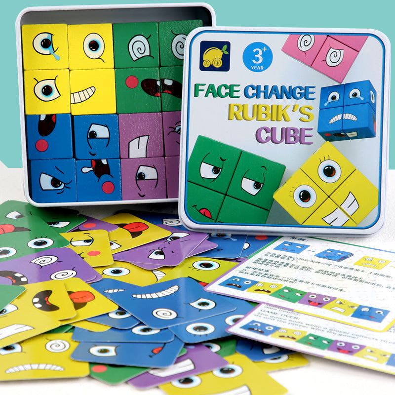 Wooden Magic Cube Face Pattern Matching Puzzle Toy