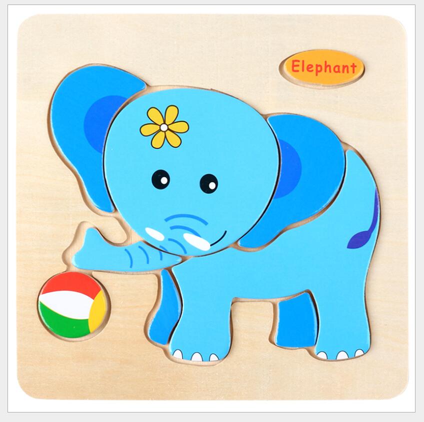 3D Wooden Cartoon Animal Vehicle Puzzle Toy