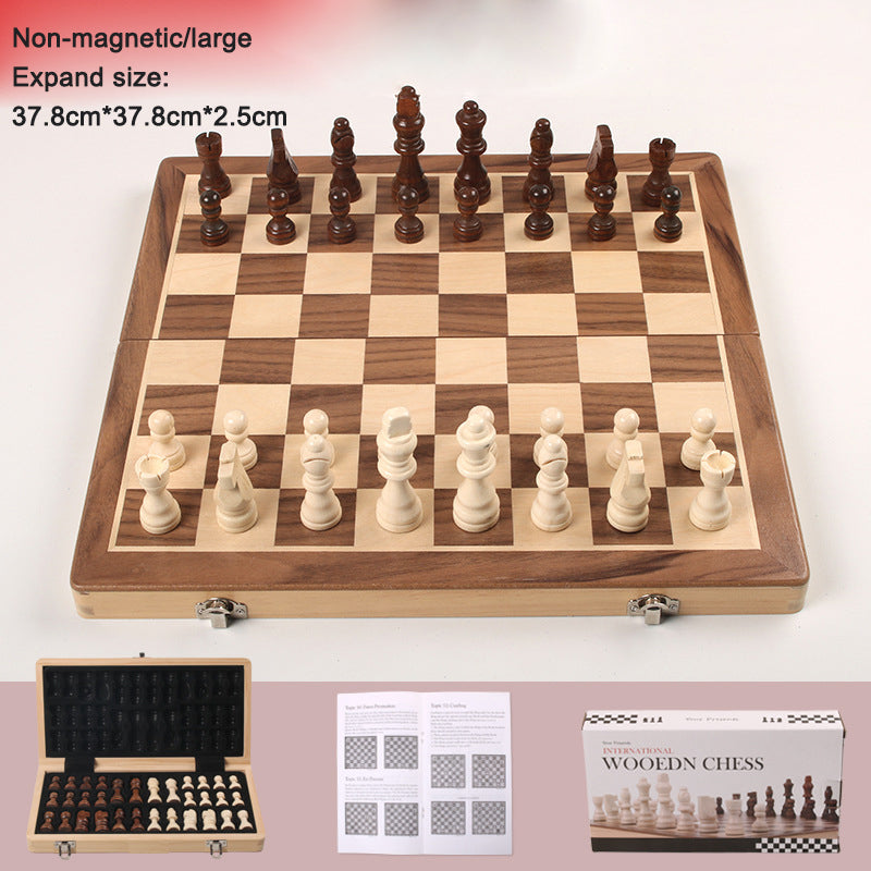 Magnetic Folding Wooden Chess Set Double Queen
