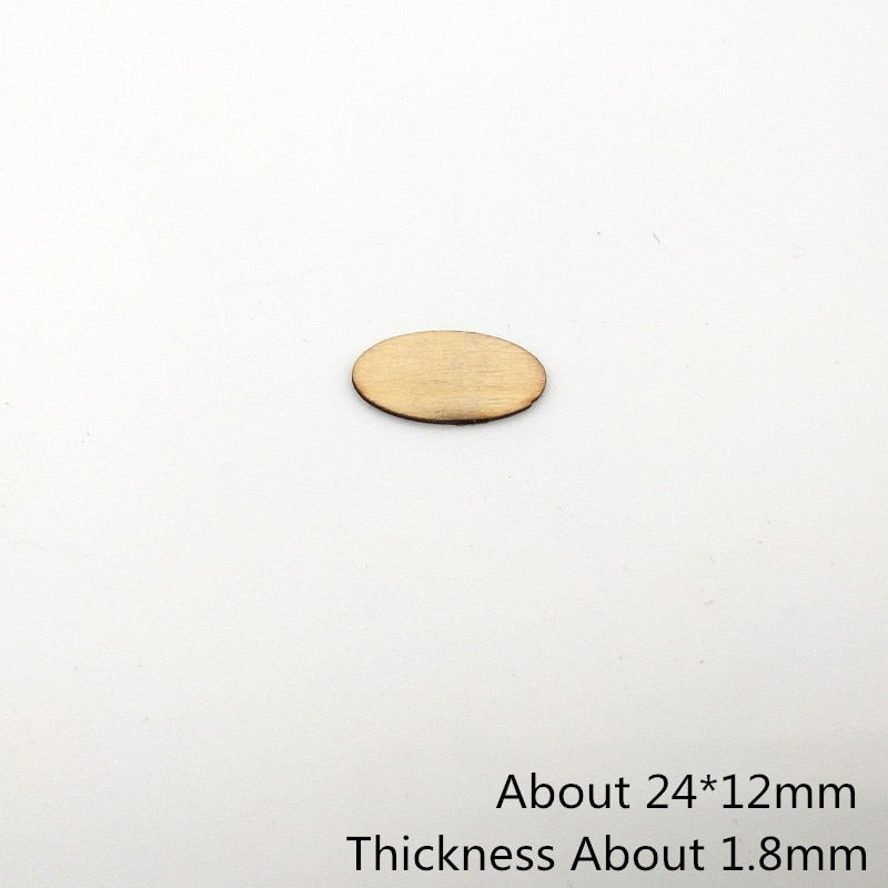 100pcs Natural Wooden Elliptic Chips for DIY Crafts