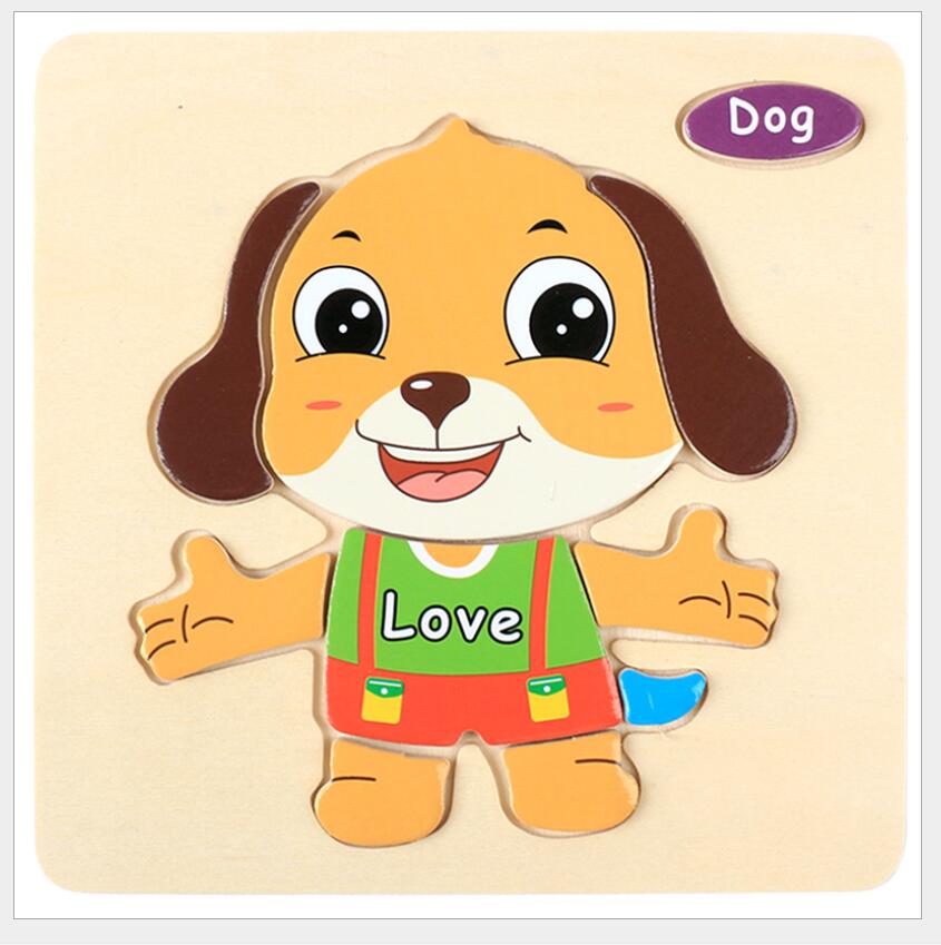 3D Wooden Cartoon Animal Vehicle Puzzle Toy
