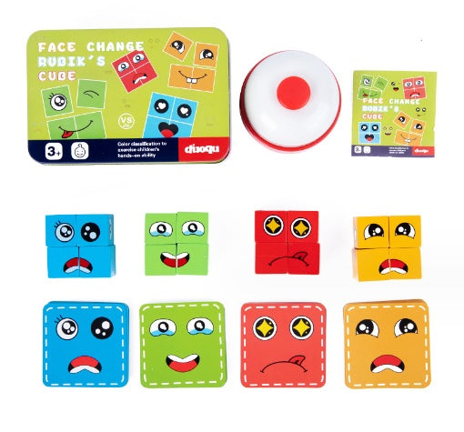 Wooden Magic Cube Face Pattern Matching Puzzle Toy