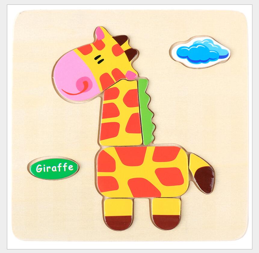 3D Wooden Cartoon Animal Vehicle Puzzle Toy