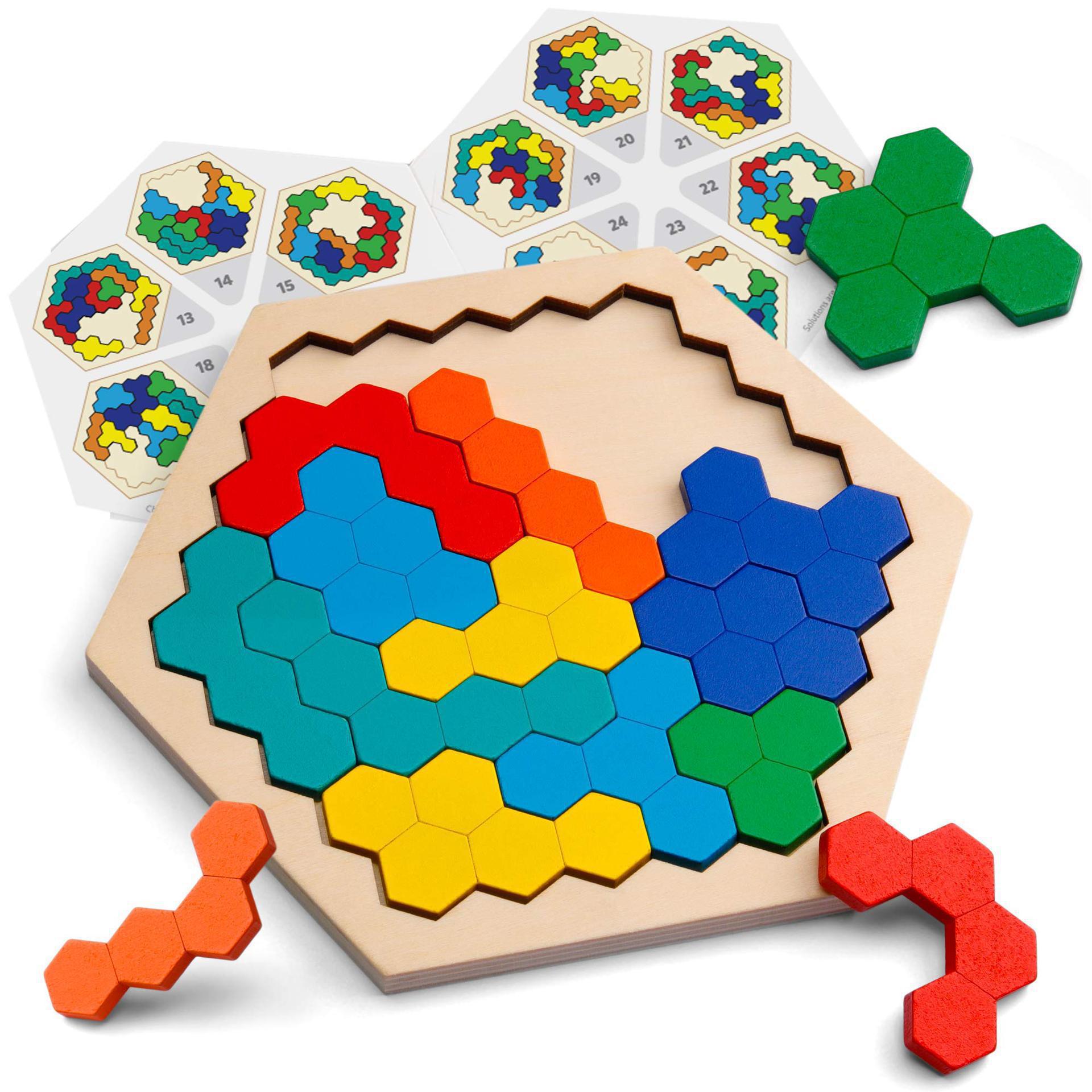 Wooden Honeycomb Puzzle Board Hands-On Learning Toy