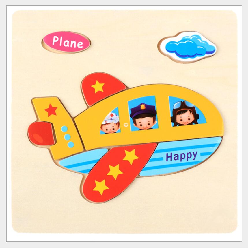 3D Wooden Cartoon Animal Vehicle Puzzle Toy