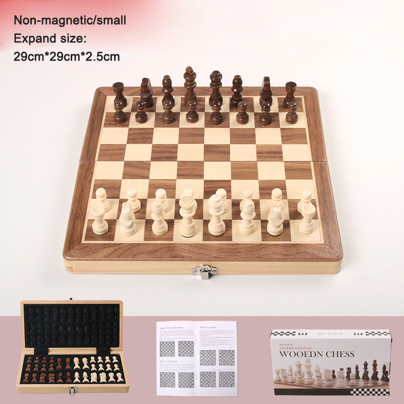 Magnetic Folding Wooden Chess Set Double Queen