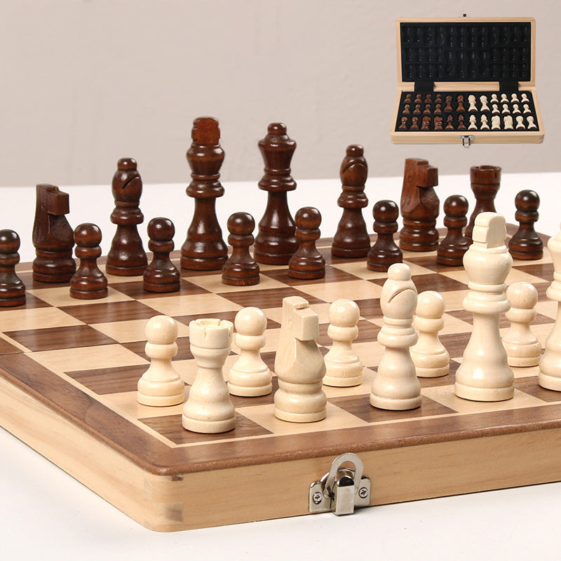 Magnetic Folding Wooden Chess Set Double Queen