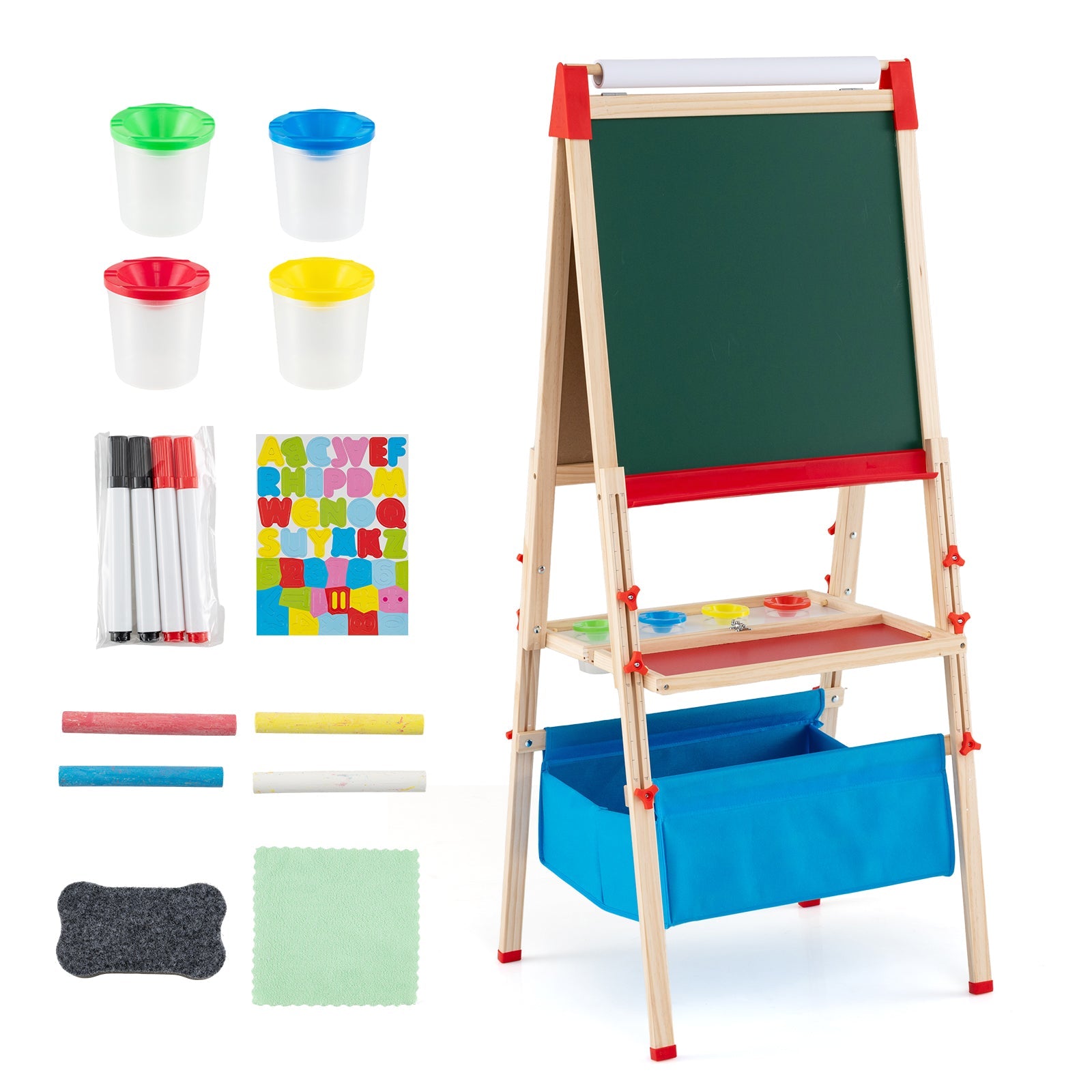 Foldable Double-Sided Magnetic Chalkboard Easel for Kids