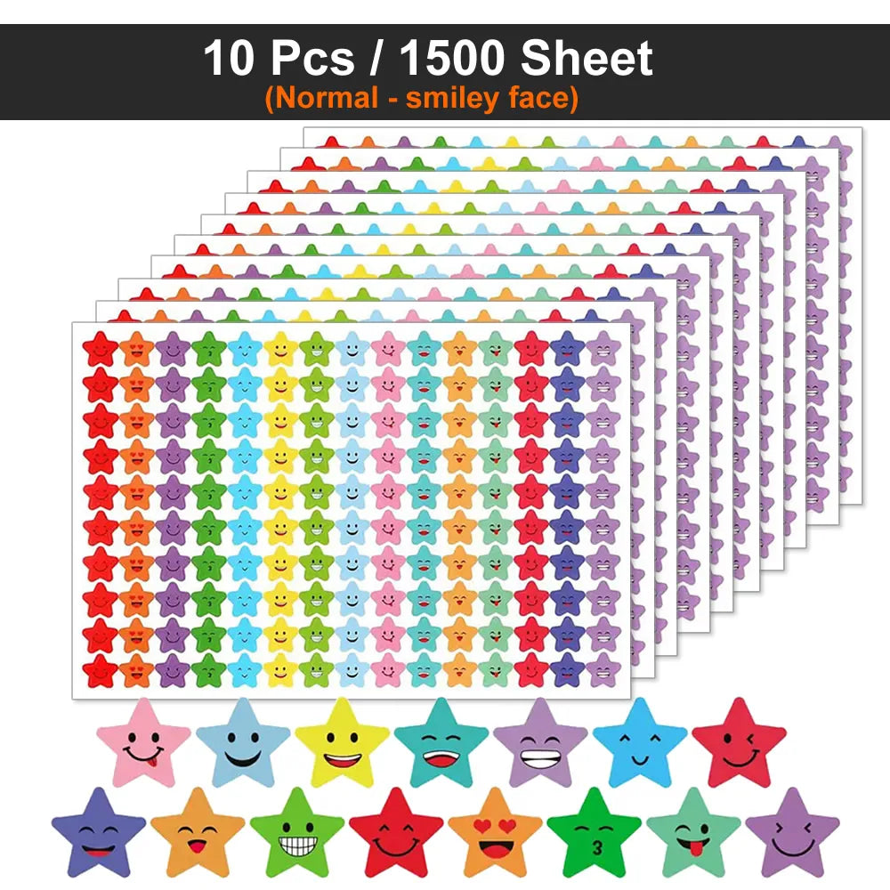 Happy Face Star Reward Stickers for Kids Crafts