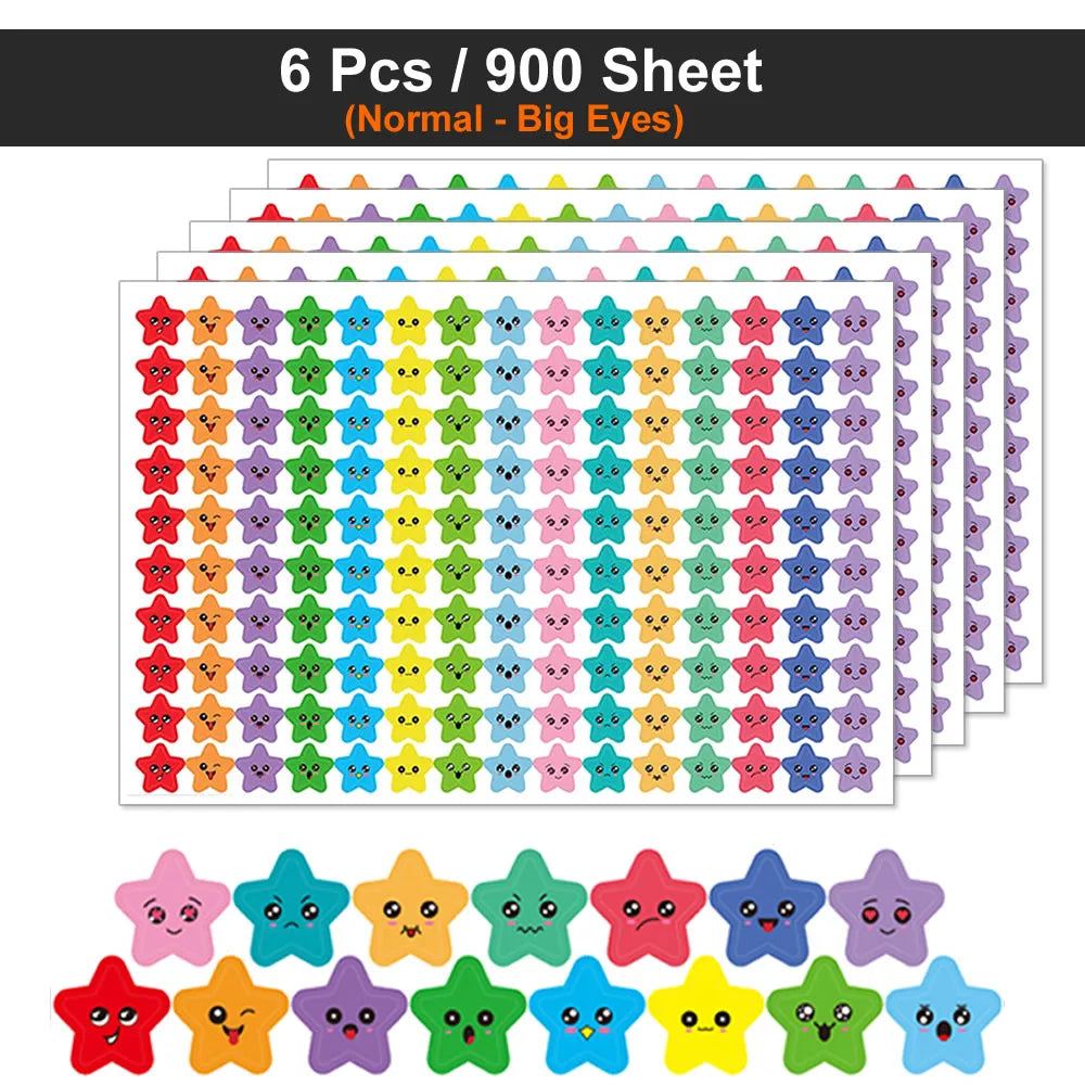Happy Face Star Reward Stickers for Kids Crafts