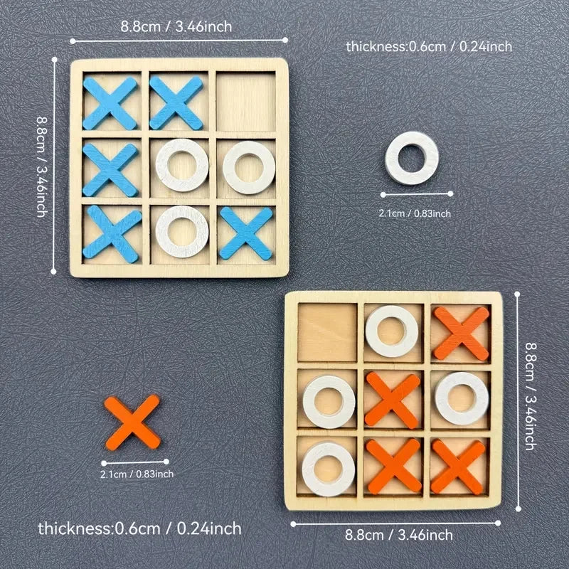 Wooden Tic Tac Toe Strategy Board Game