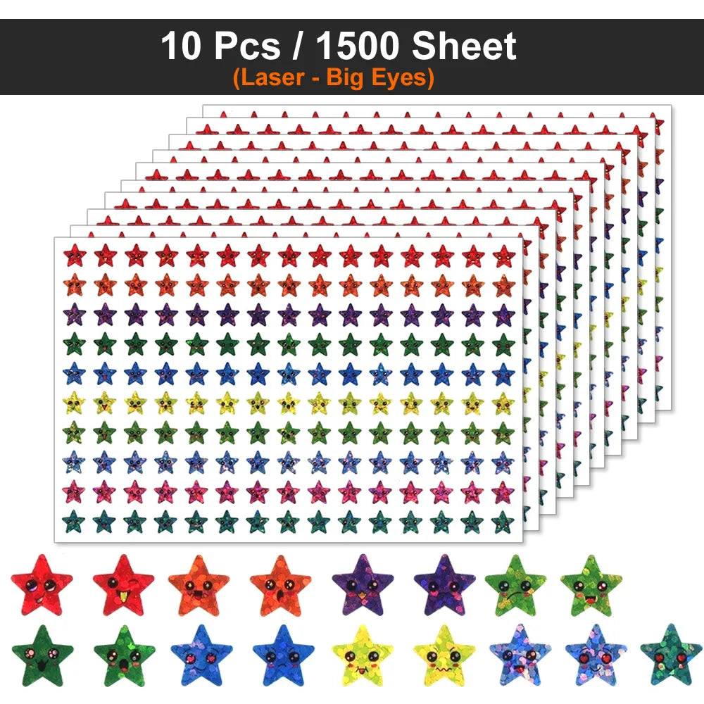 Happy Face Star Reward Stickers for Kids Crafts
