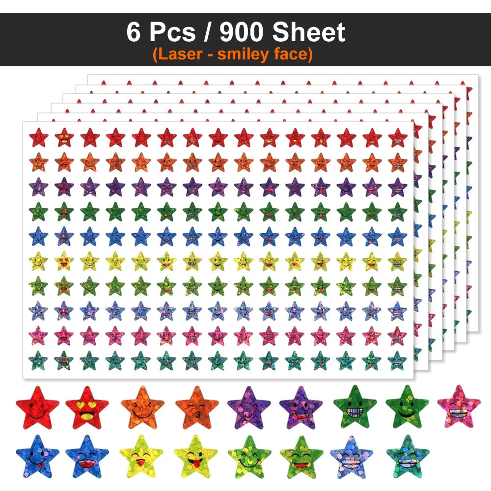 Happy Face Star Reward Stickers for Kids Crafts
