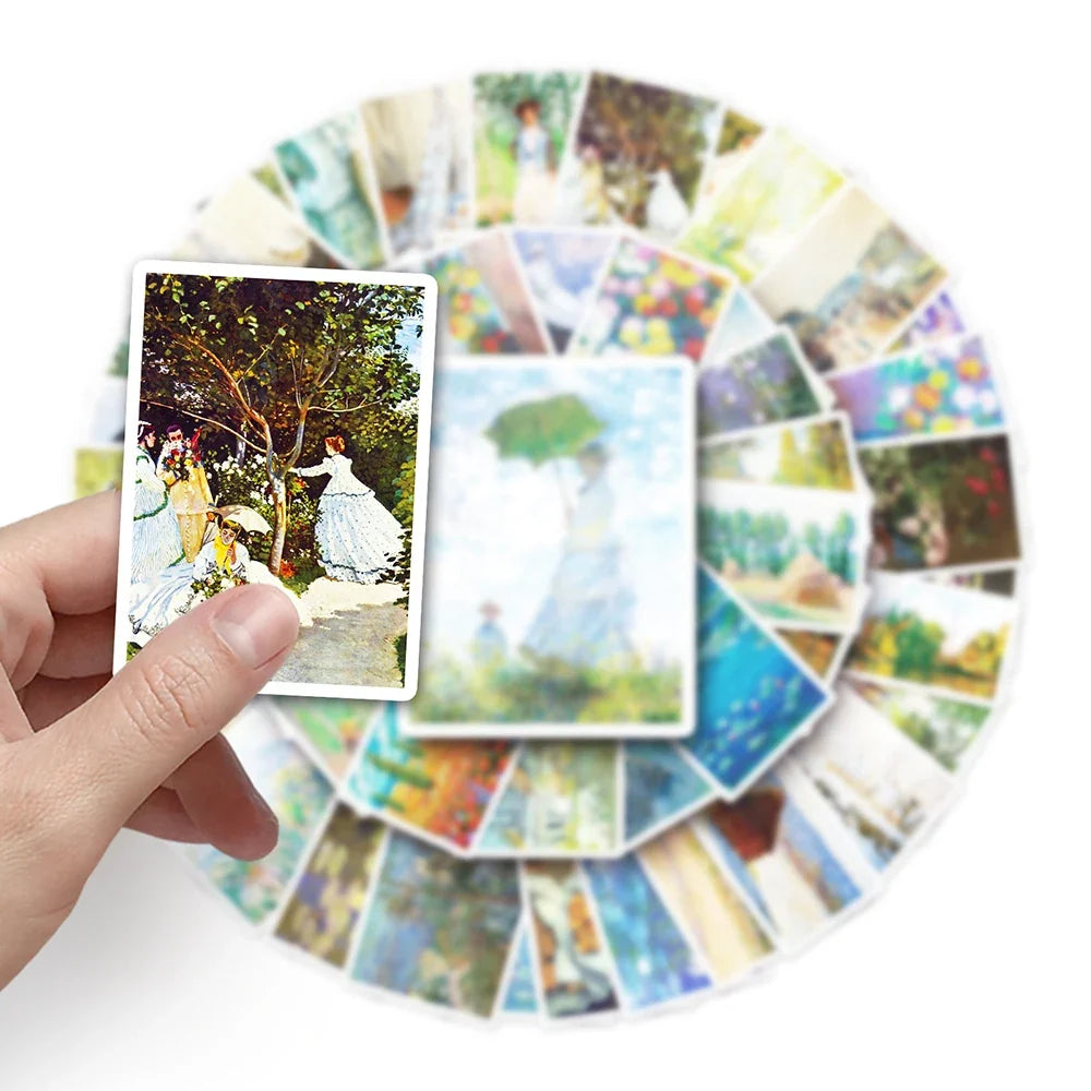 Monet Art Painting Stickers Waterproof Cartoon Decals Set
