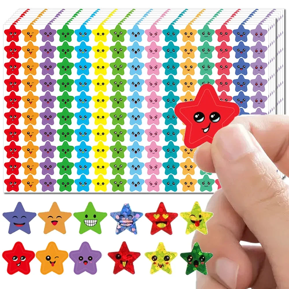 Happy Face Star Reward Stickers for Kids Crafts