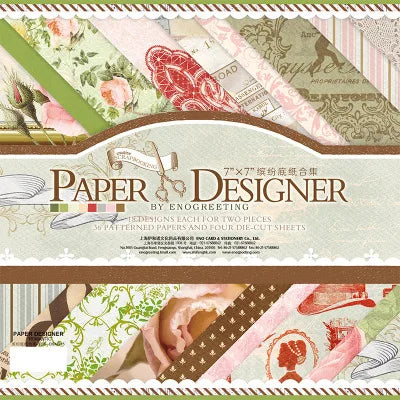7-Inch Vintage Scrapbook Paper Set 40 Sheets