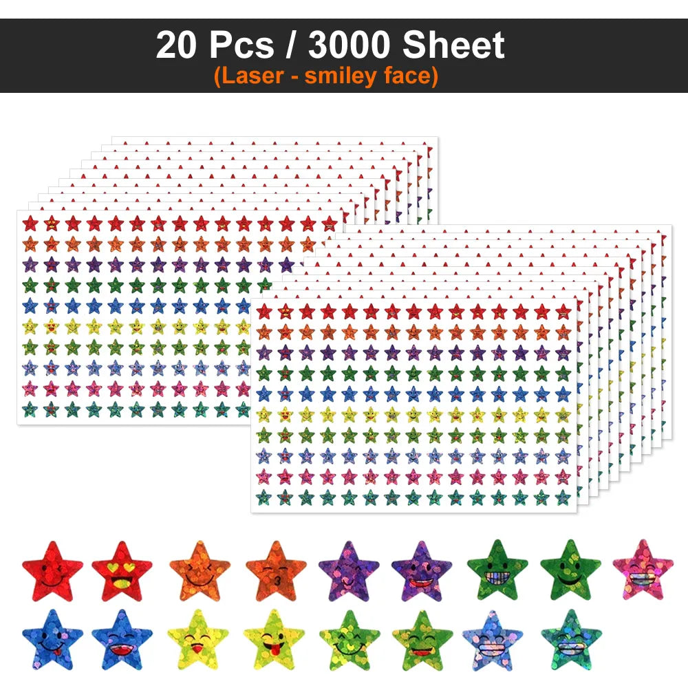 Happy Face Star Reward Stickers for Kids Crafts