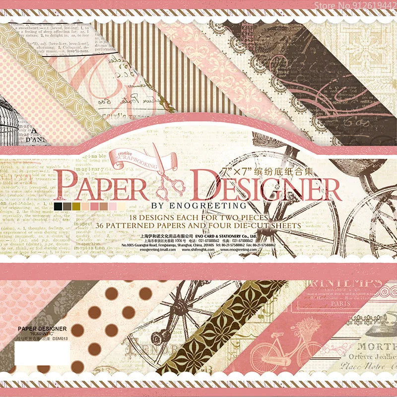 7-Inch Vintage Scrapbook Paper Set 40 Sheets
