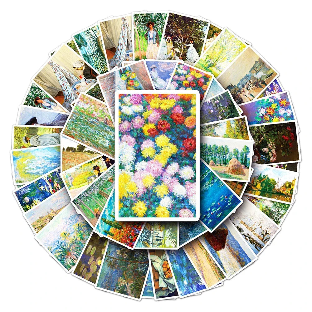 Monet Art Painting Stickers Waterproof Cartoon Decals Set