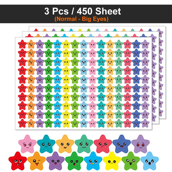 Happy Face Star Reward Stickers for Kids Crafts