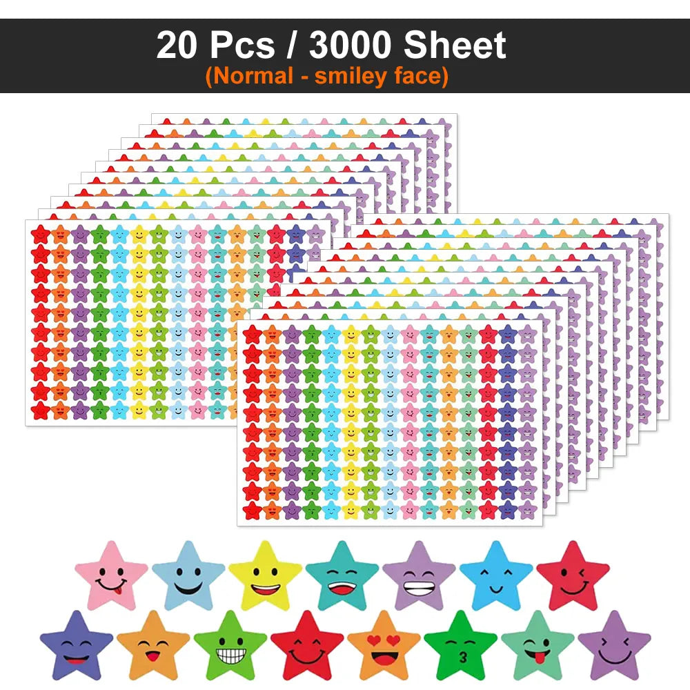 Happy Face Star Reward Stickers for Kids Crafts