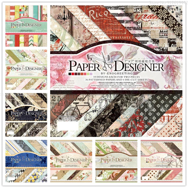 7-Inch Vintage Scrapbook Paper Set 40 Sheets