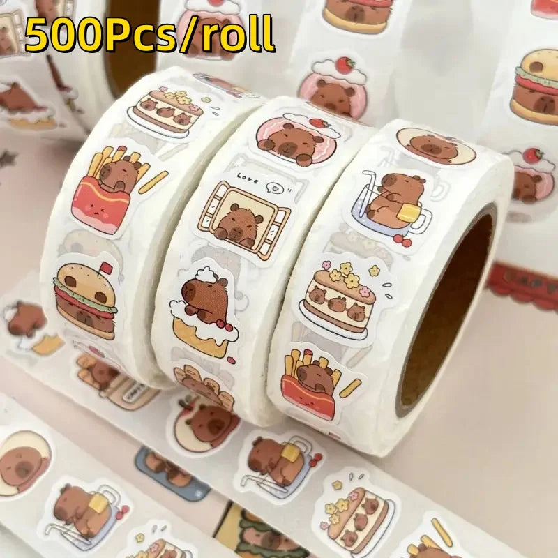 500Pcs Capybara Waterproof PVC Stickers Cute Decals