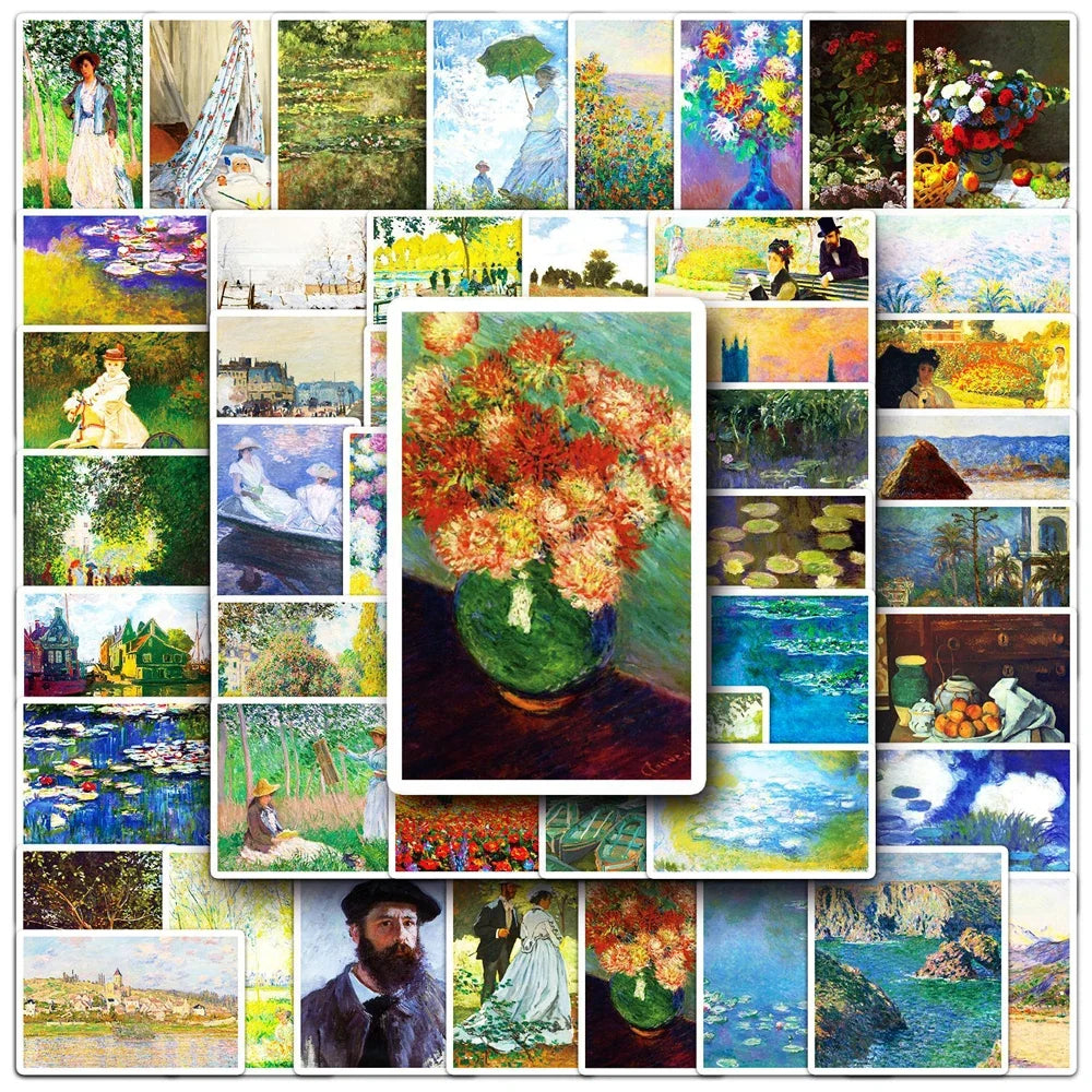 Monet Art Painting Stickers Waterproof Cartoon Decals Set