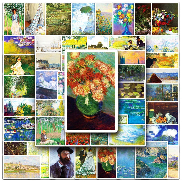 Monet Art Painting Stickers Waterproof Cartoon Decals Set
