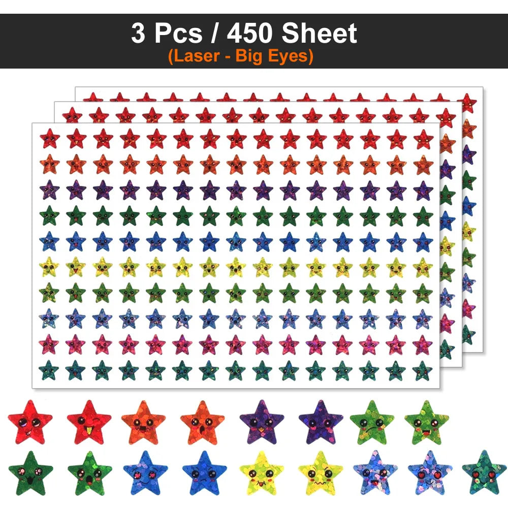Happy Face Star Reward Stickers for Kids Crafts