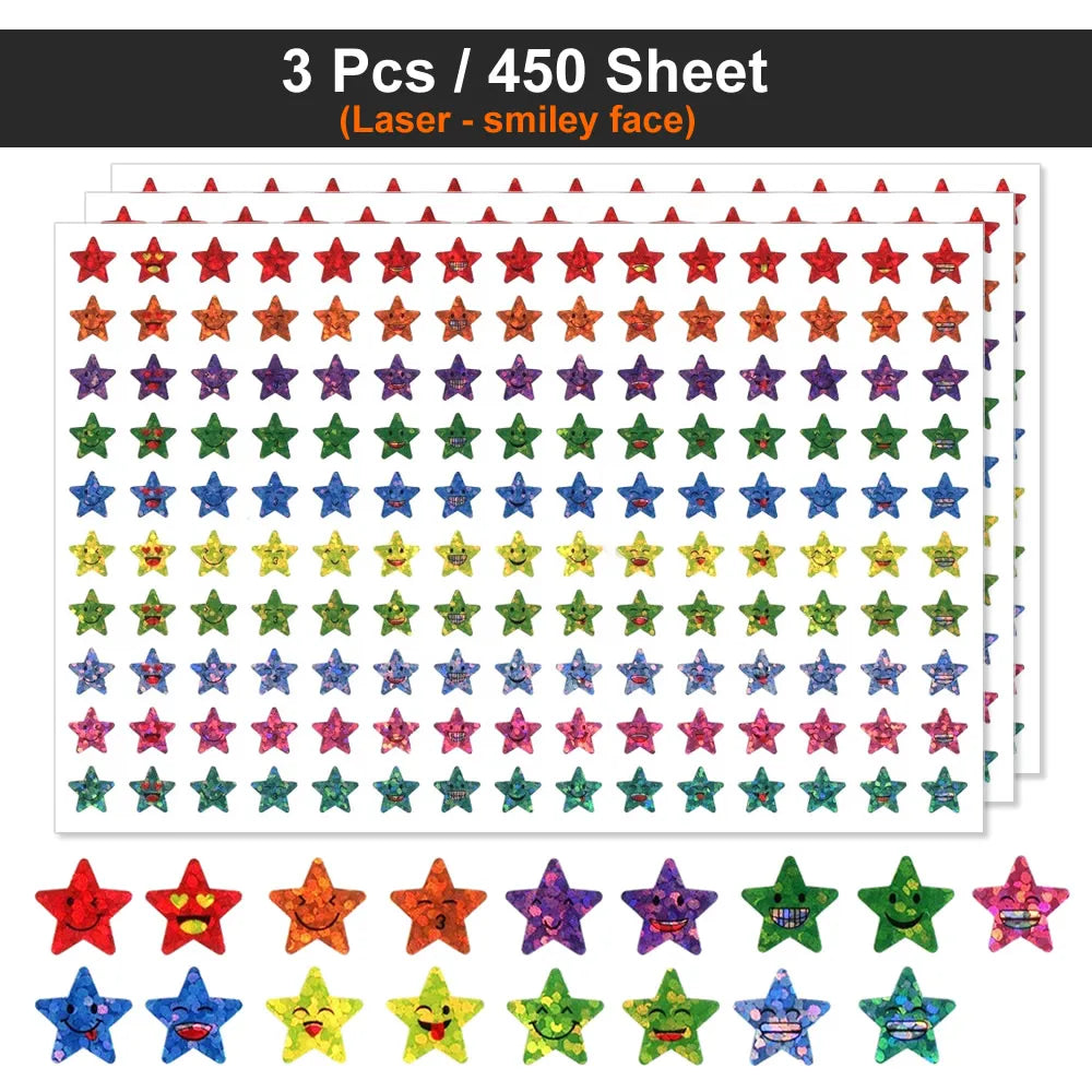 Happy Face Star Reward Stickers for Kids Crafts