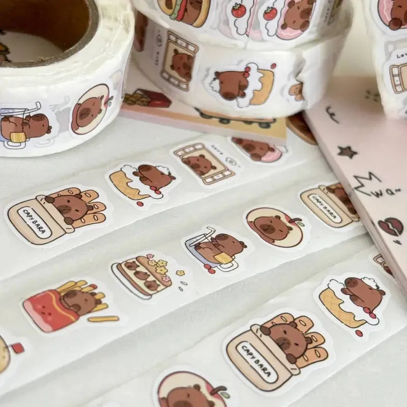 500Pcs Capybara Waterproof PVC Stickers Cute Decals