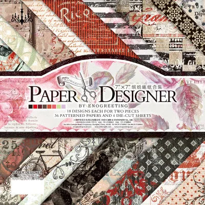 7-Inch Vintage Scrapbook Paper Set 40 Sheets