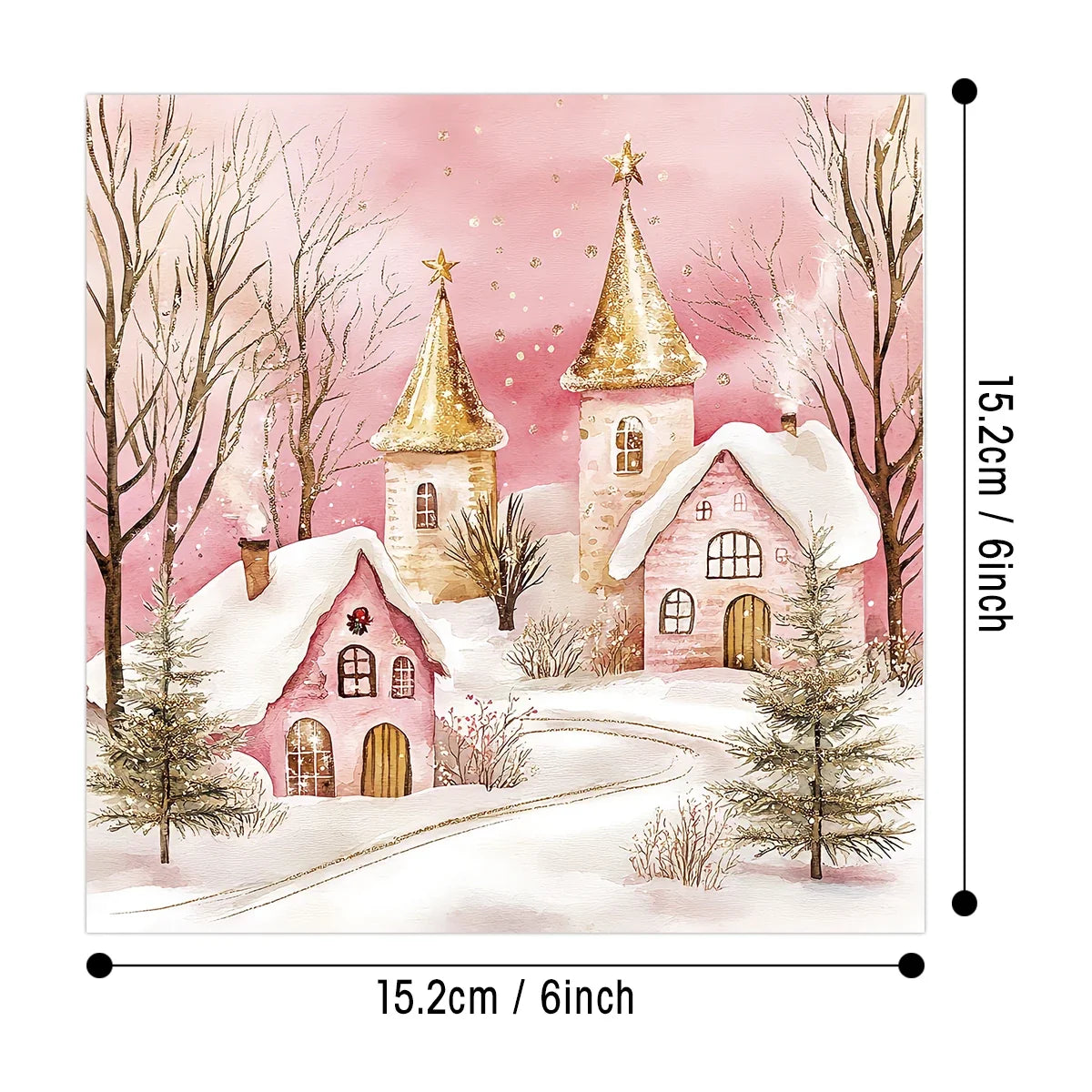 Pink Christmas Scrapbook Paper Pad 12 Decorative Sheets